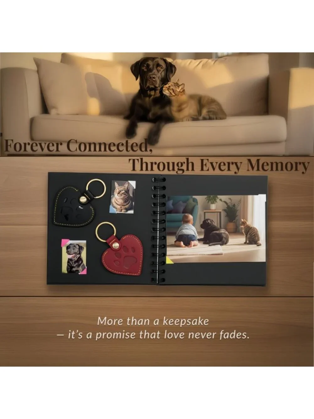 Pet Fur Keepsake Keychain - Memory Charm for Dog & Cat Lovers, Pet Memorial Gift